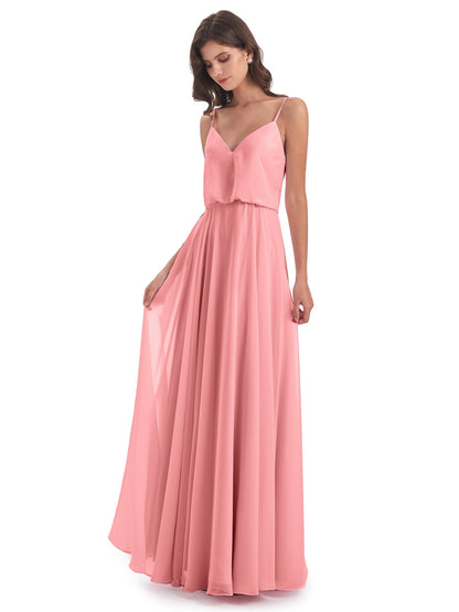 Leah Floor Length Spaghetti Straps Chiffon Bridesmaid Dresses