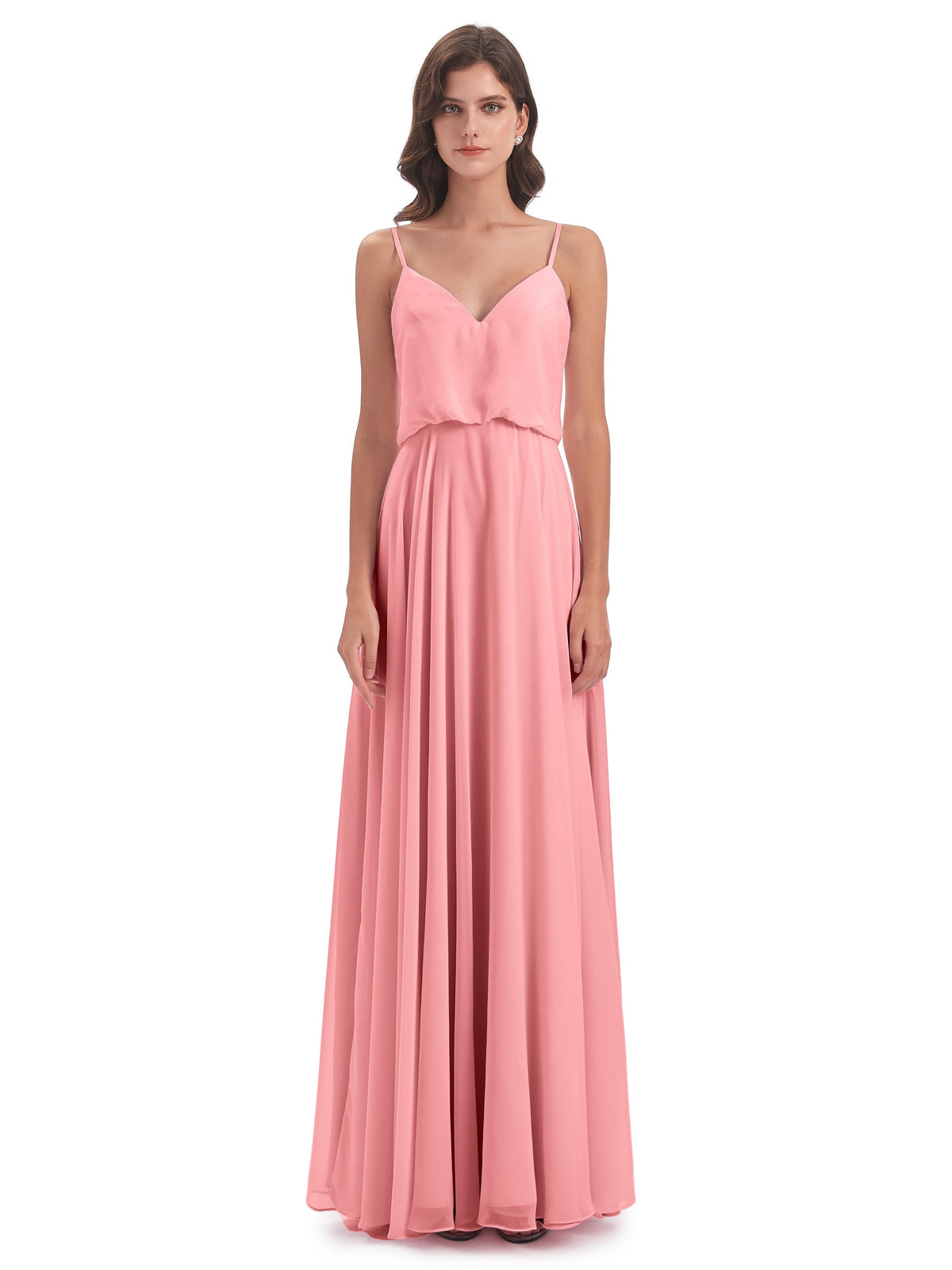 Leah Floor Length Spaghetti Straps Chiffon Bridesmaid Dresses