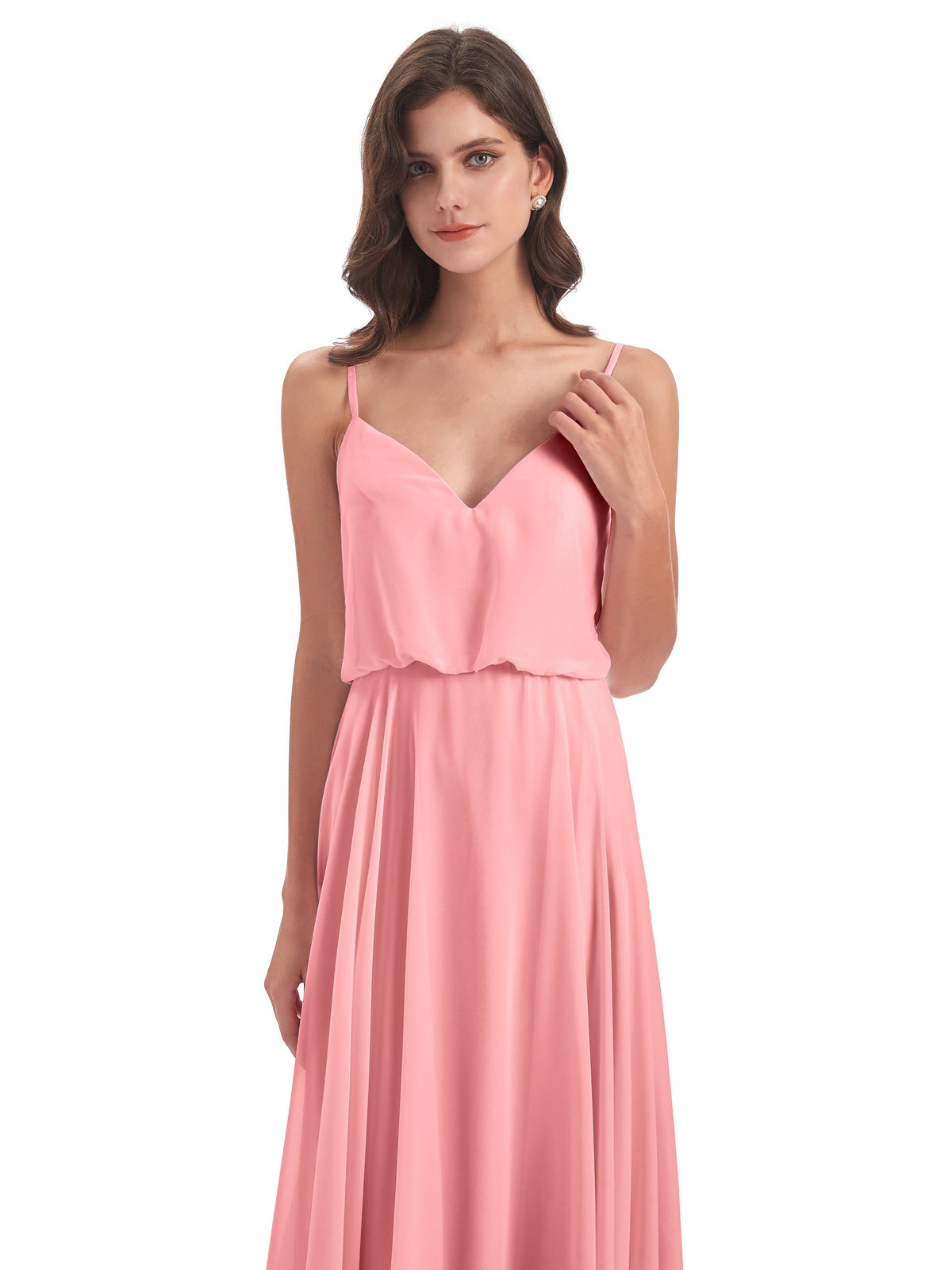 Leah Floor Length Spaghetti Straps Chiffon Bridesmaid Dresses
