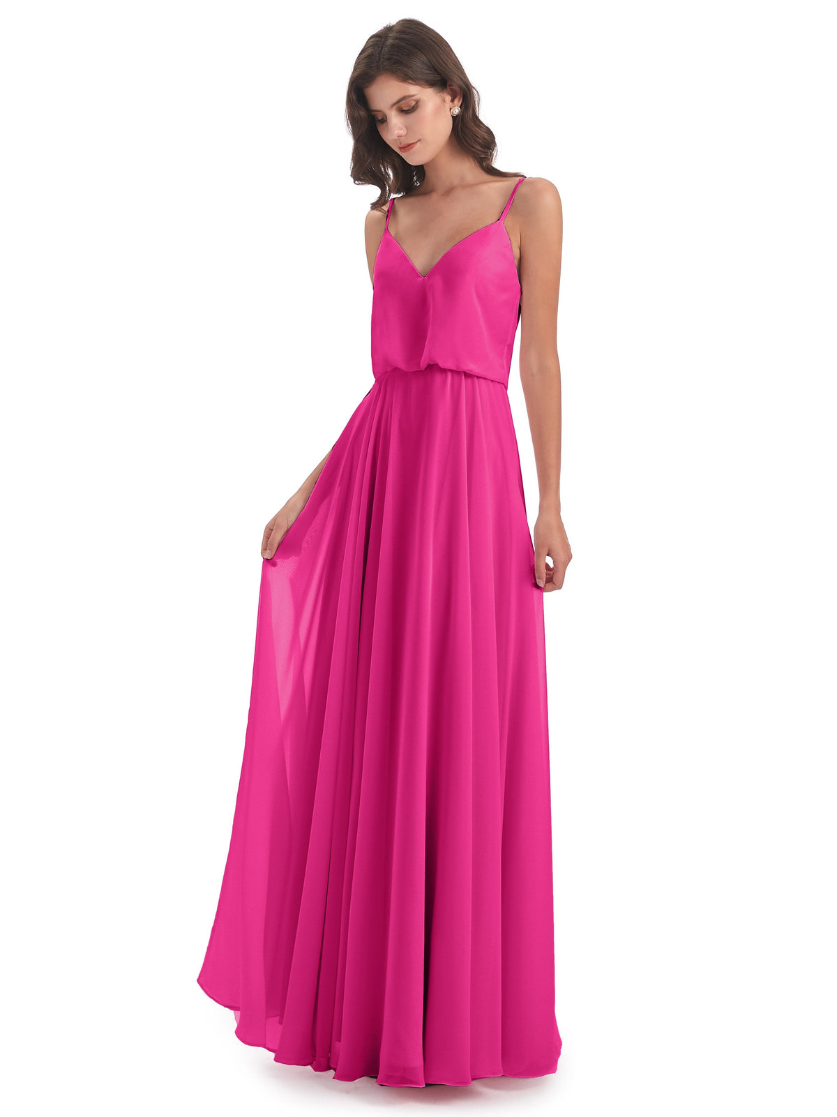 Leah Floor Length Spaghetti Straps Chiffon Bridesmaid Dresses