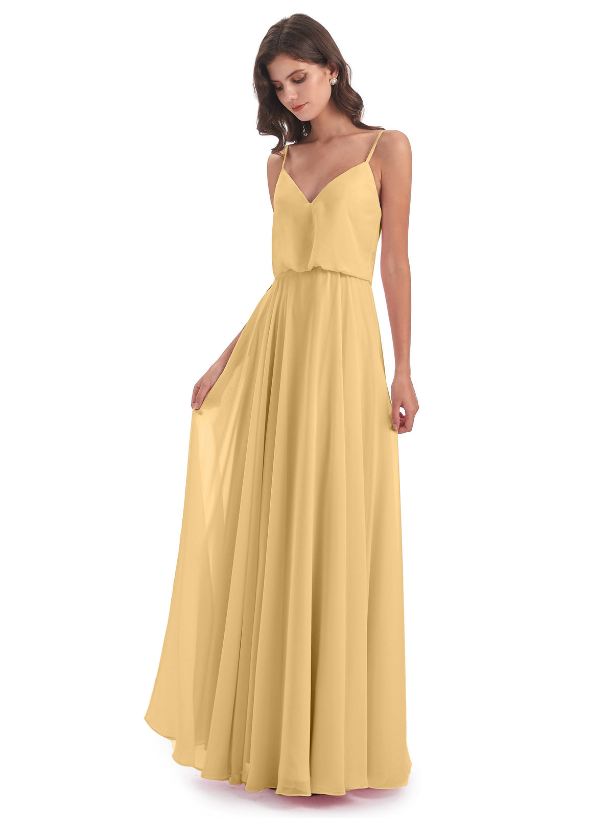 Leah Floor Length Spaghetti Straps Chiffon Bridesmaid Dresses