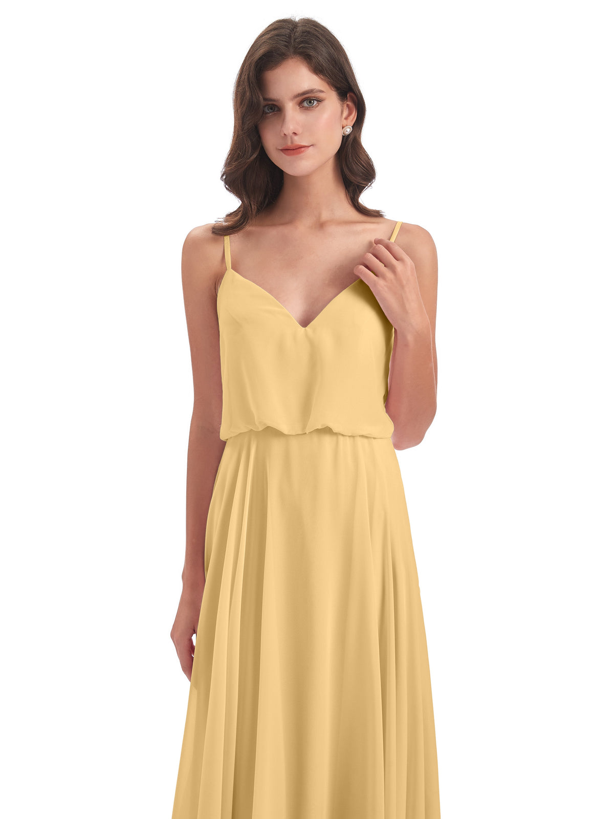 Leah Floor Length Spaghetti Straps Chiffon Bridesmaid Dresses