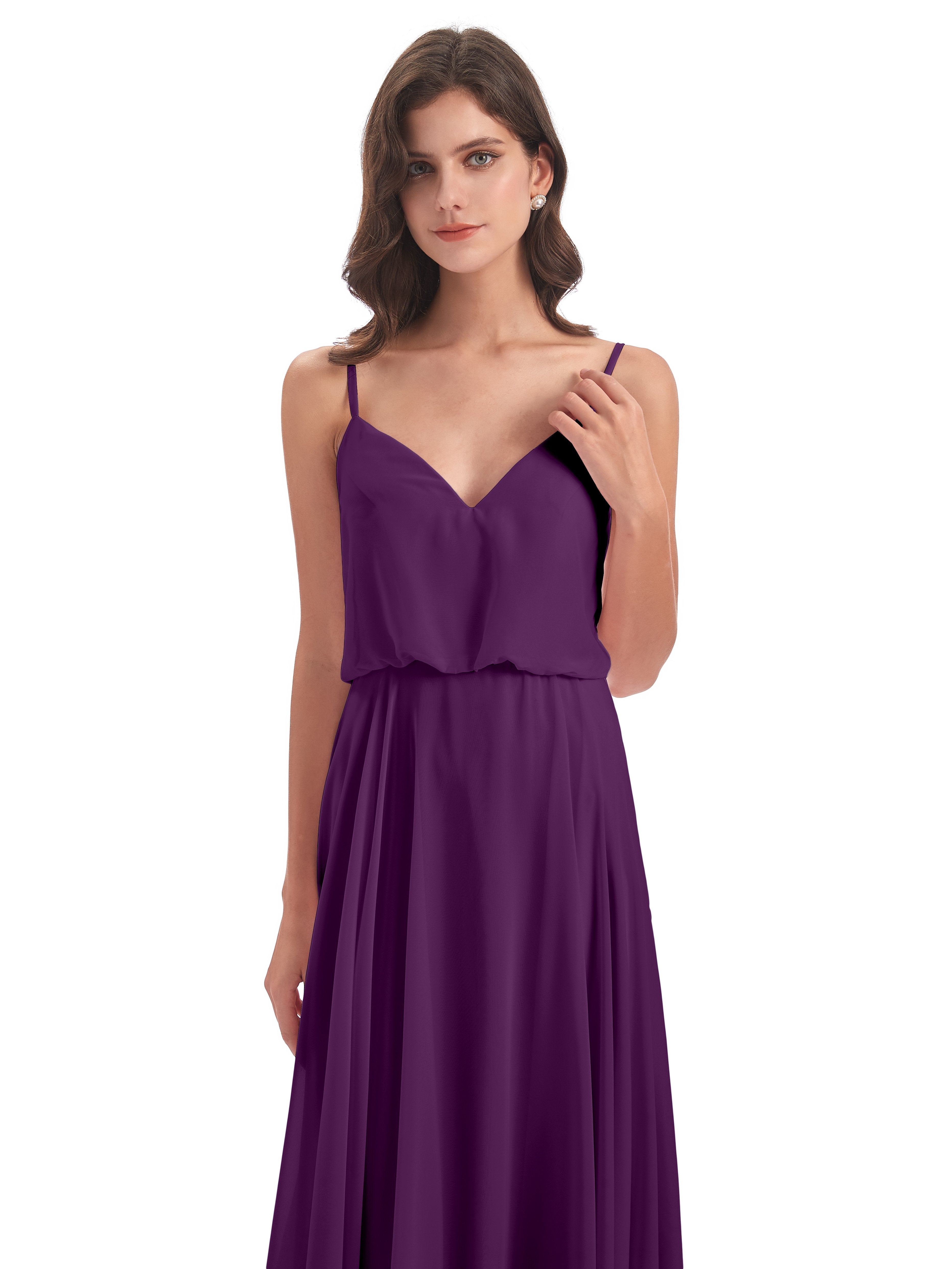 Leah Floor Length Spaghetti Straps Chiffon Bridesmaid Dresses