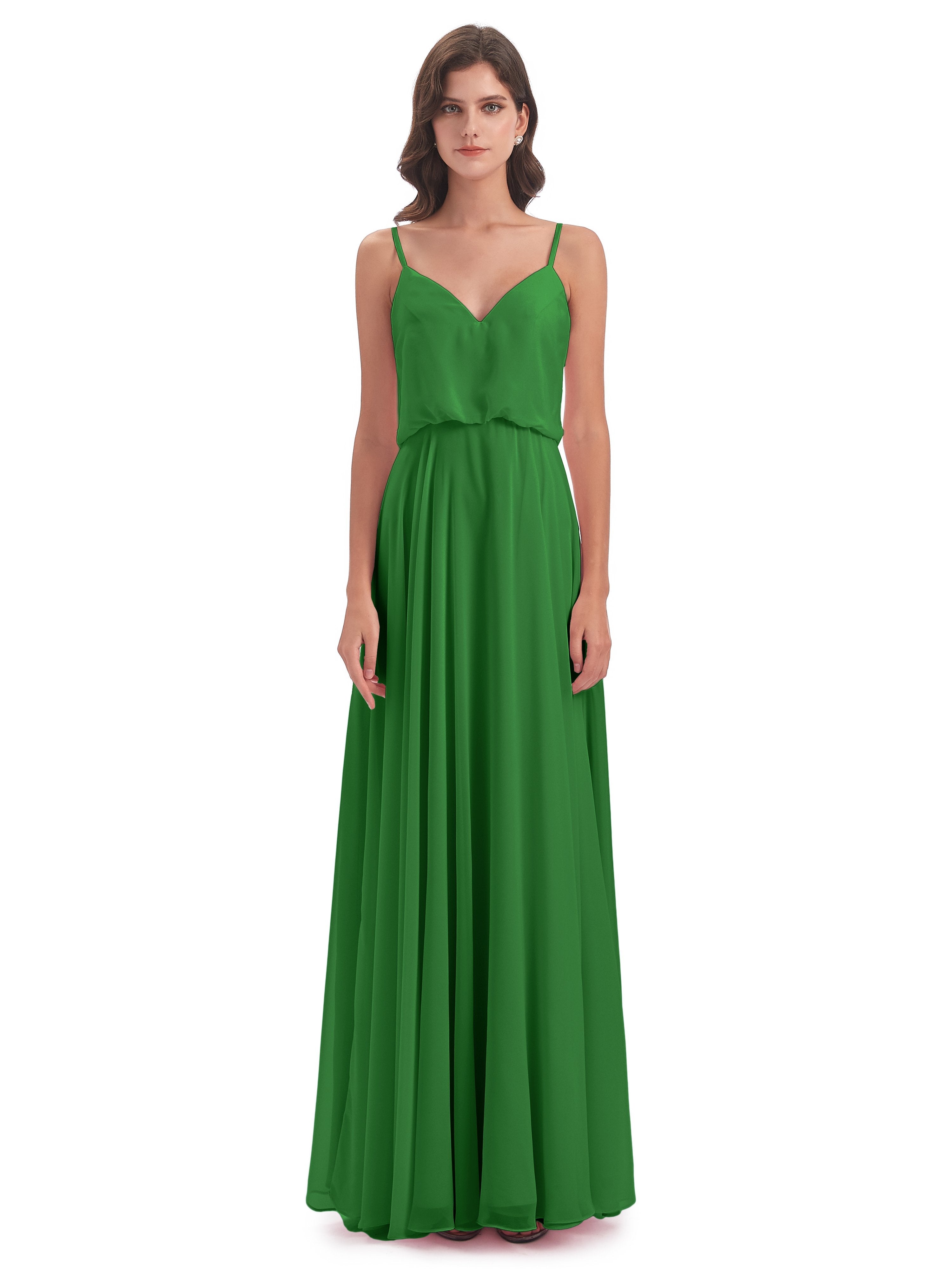 Leah Floor Length Spaghetti Straps Chiffon Bridesmaid Dresses
