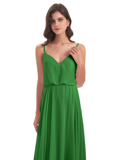 Leah Floor Length Spaghetti Straps Chiffon Bridesmaid Dresses