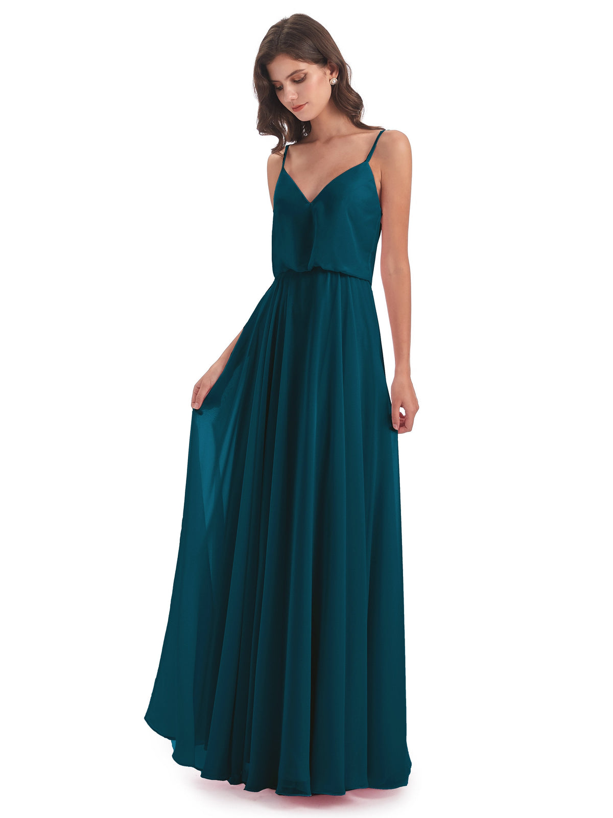 Leah Floor Length Spaghetti Straps Chiffon Bridesmaid Dresses