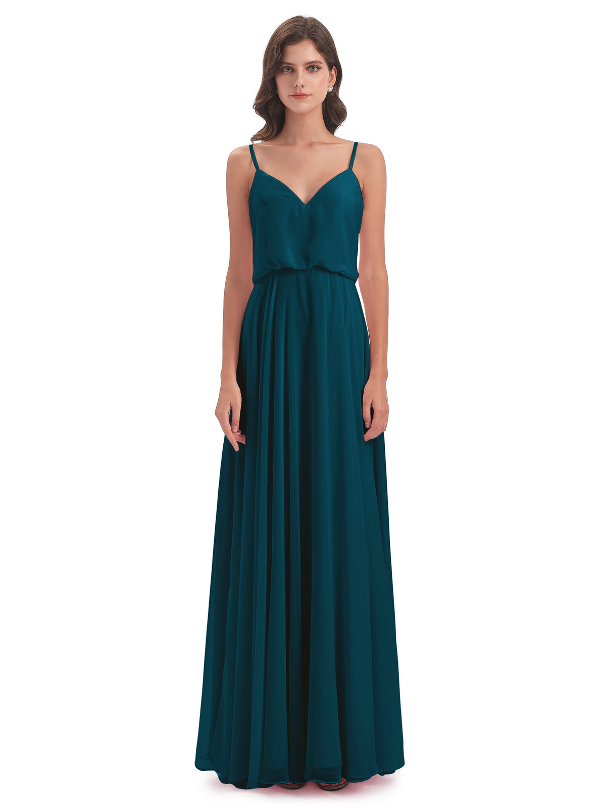 Leah Floor Length Spaghetti Straps Chiffon Bridesmaid Dresses