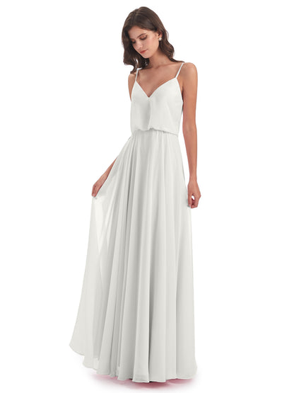 Leah Floor Length Spaghetti Straps Chiffon Bridesmaid Dresses