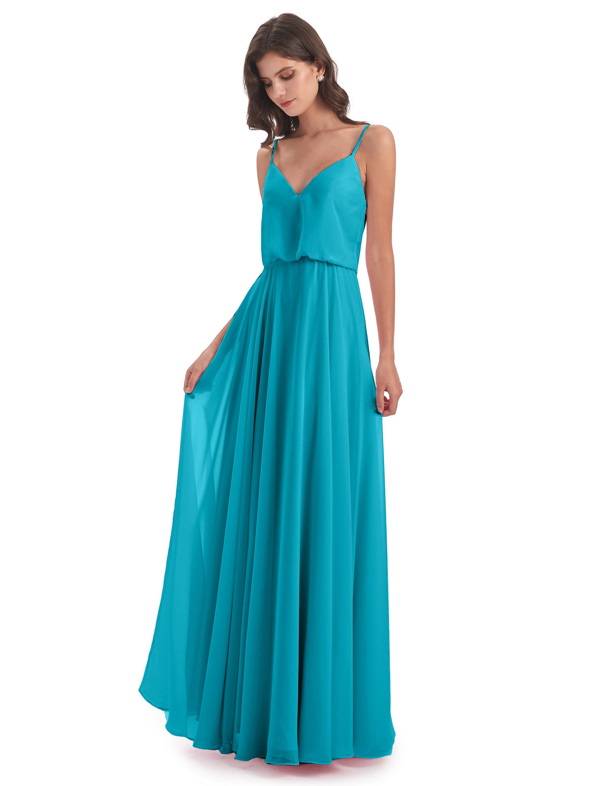 Leah Floor Length Spaghetti Straps Chiffon Bridesmaid Dresses