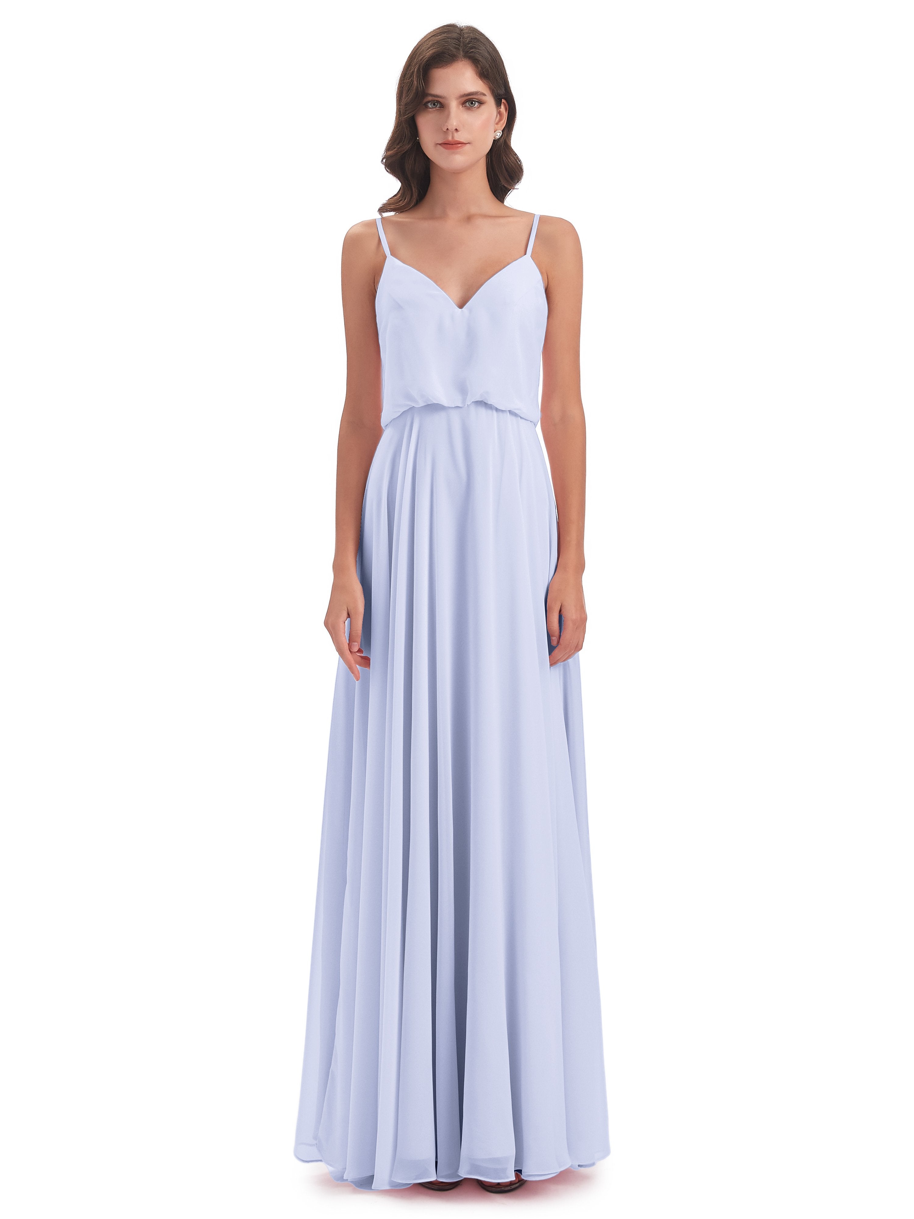 Leah Floor Length Spaghetti Straps Chiffon Bridesmaid Dresses