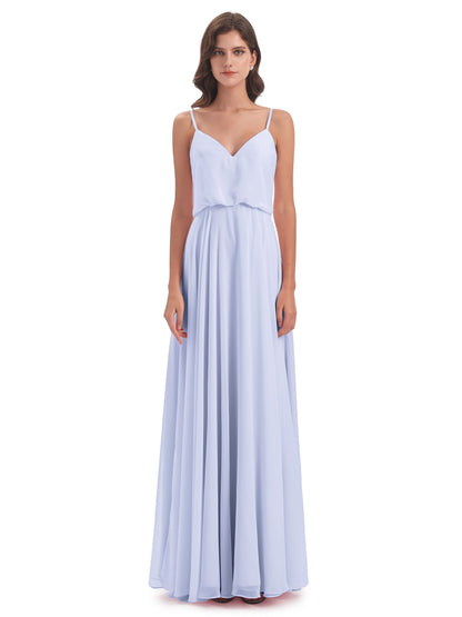 Leah Floor Length Spaghetti Straps Chiffon Bridesmaid Dresses
