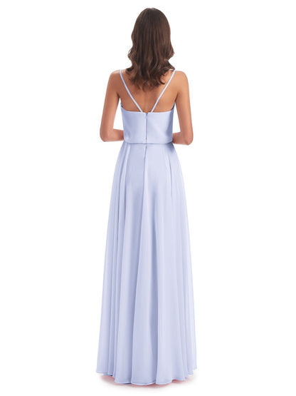 Leah Floor Length Spaghetti Straps Chiffon Bridesmaid Dresses