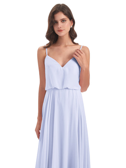 Leah Floor Length Spaghetti Straps Chiffon Bridesmaid Dresses