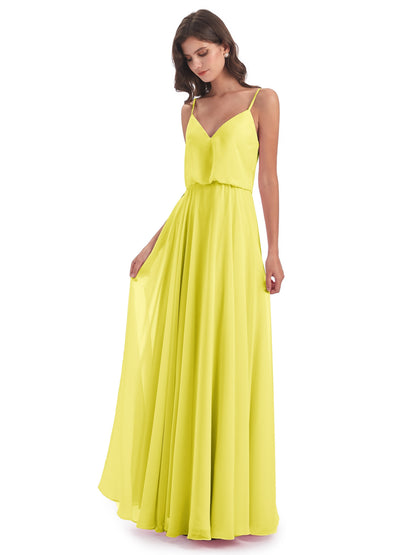 Leah Floor Length Spaghetti Straps Chiffon Bridesmaid Dresses