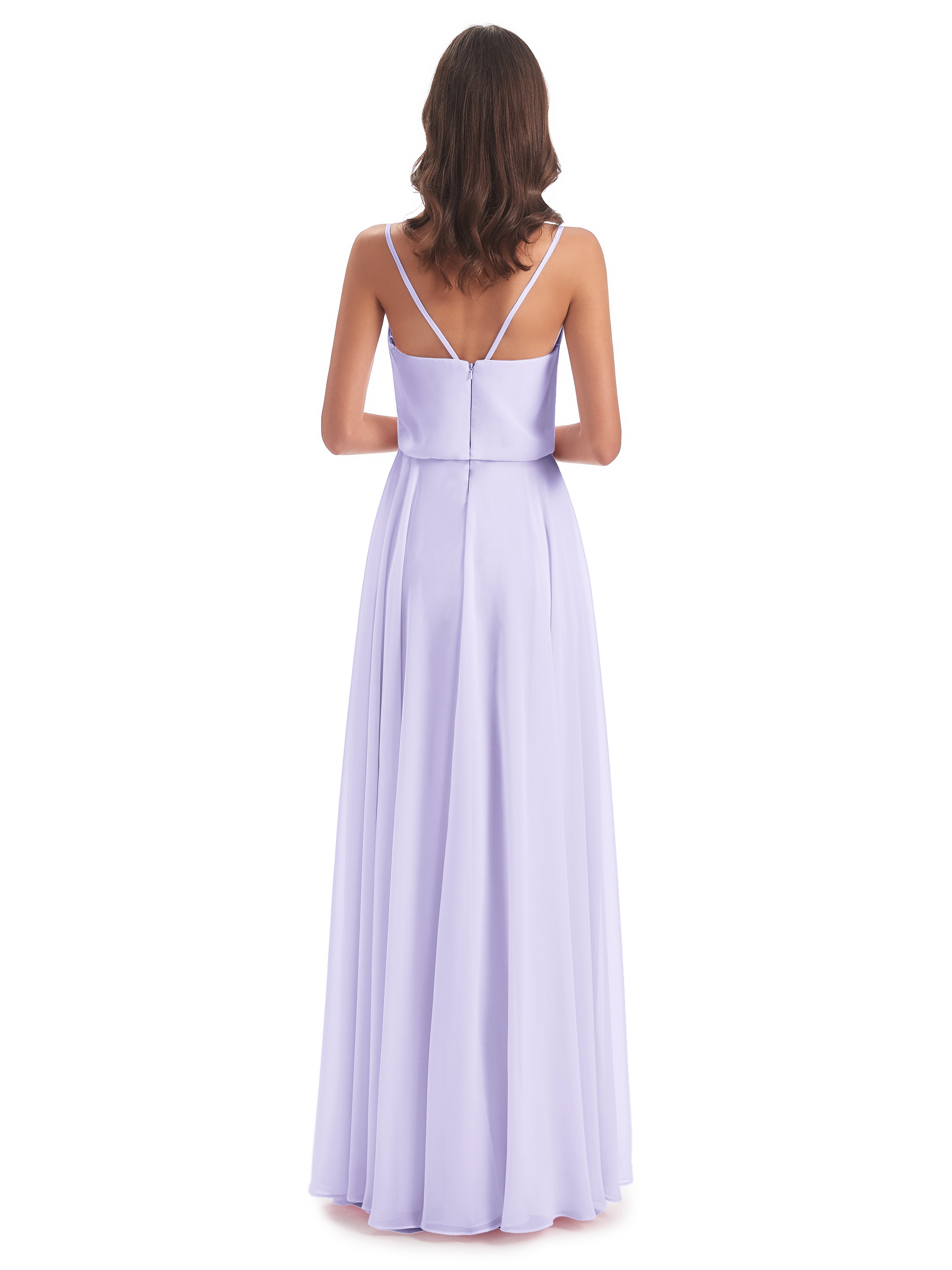 Leah Floor Length Spaghetti Straps Chiffon Bridesmaid Dresses