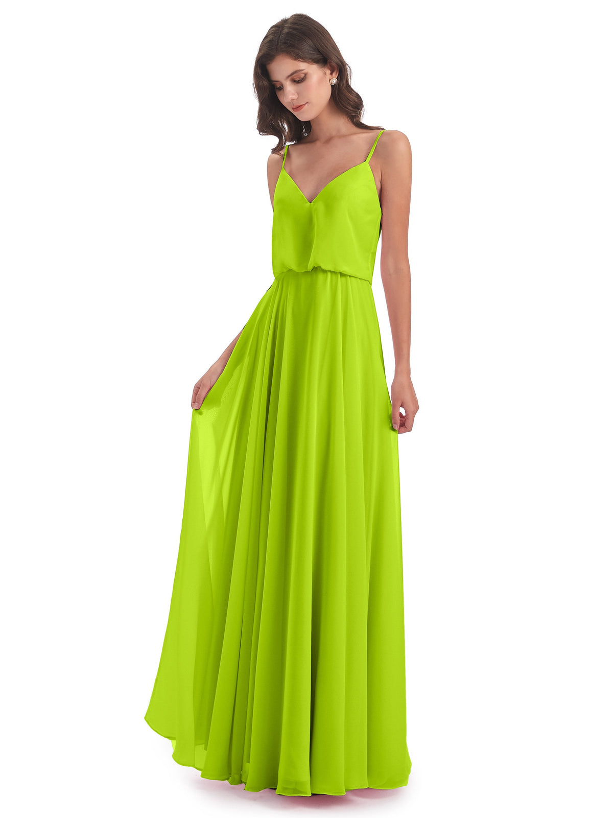 Leah Floor Length Spaghetti Straps Chiffon Bridesmaid Dresses