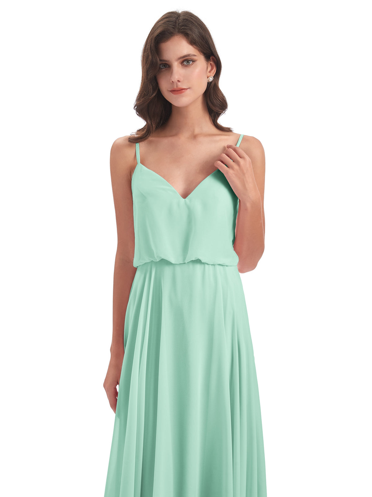 Leah Floor Length Spaghetti Straps Chiffon Bridesmaid Dresses