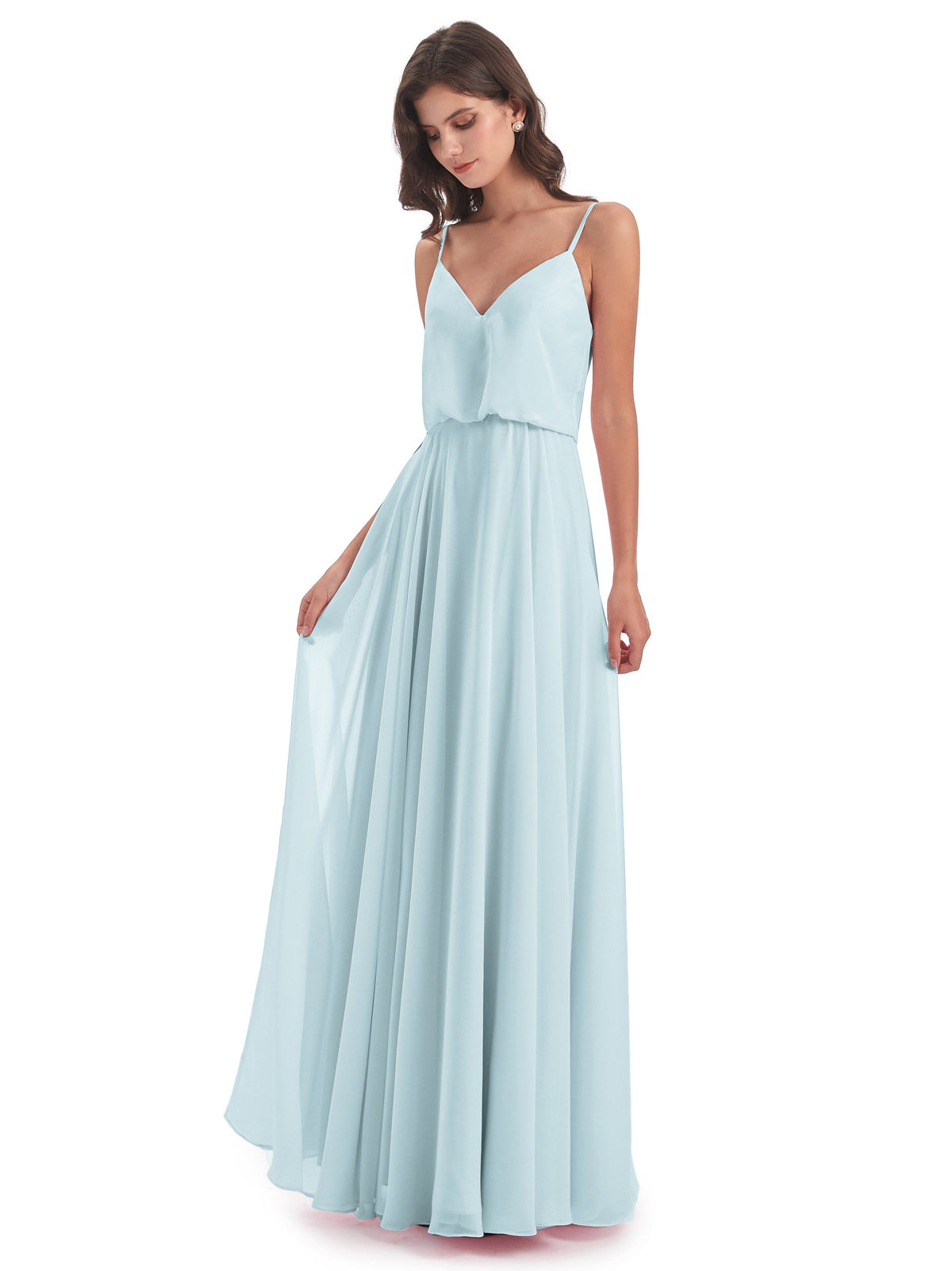 Leah Floor Length Spaghetti Straps Chiffon Bridesmaid Dresses