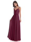 Leah Floor Length Spaghetti Straps Chiffon Bridesmaid Dresses