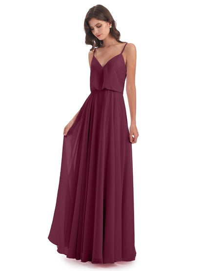 Leah Floor Length Spaghetti Straps Chiffon Bridesmaid Dresses