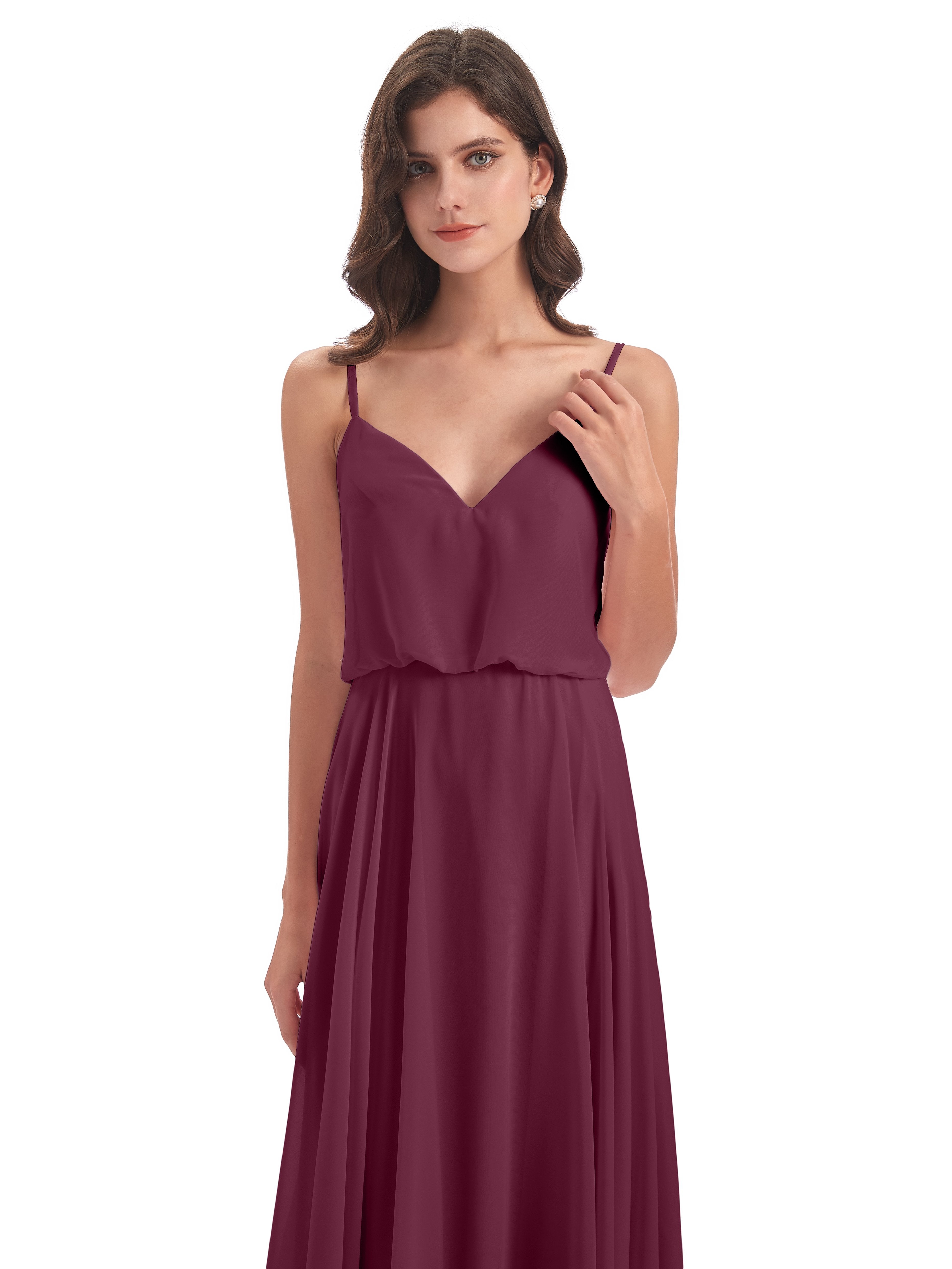 Leah Floor Length Spaghetti Straps Chiffon Bridesmaid Dresses