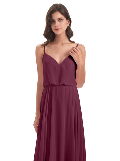 Leah Floor Length Spaghetti Straps Chiffon Bridesmaid Dresses