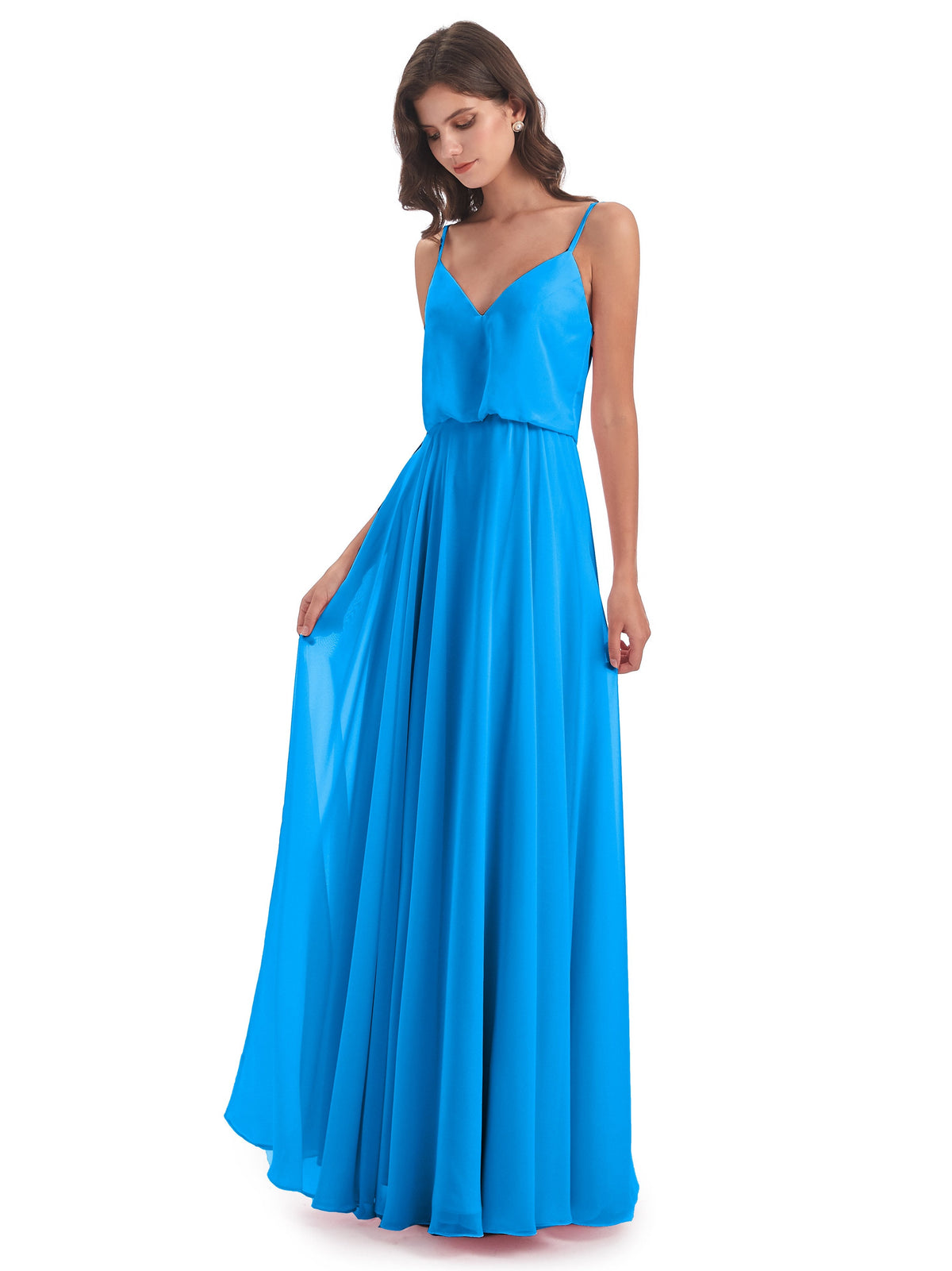 Leah Floor Length Spaghetti Straps Chiffon Bridesmaid Dresses