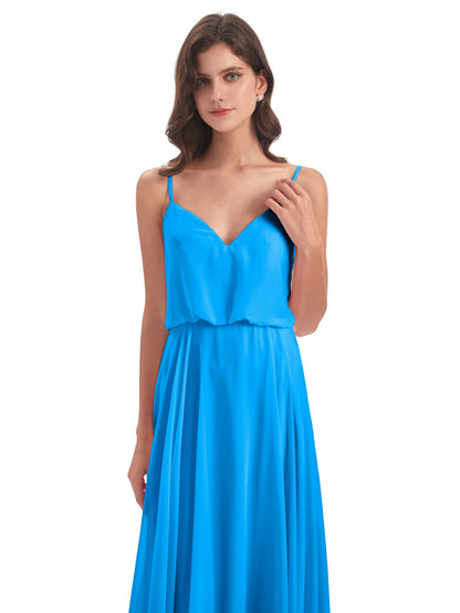 Leah Floor Length Spaghetti Straps Chiffon Bridesmaid Dresses