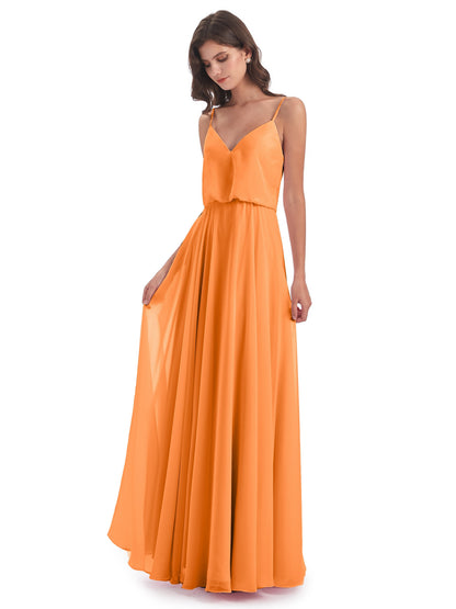 Leah Floor Length Spaghetti Straps Chiffon Bridesmaid Dresses