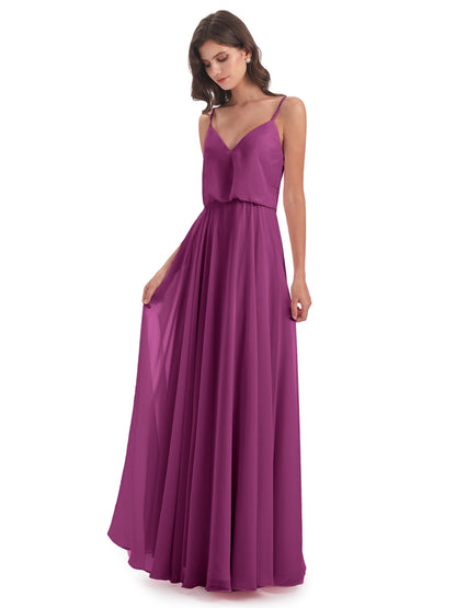 Leah Floor Length Spaghetti Straps Chiffon Bridesmaid Dresses