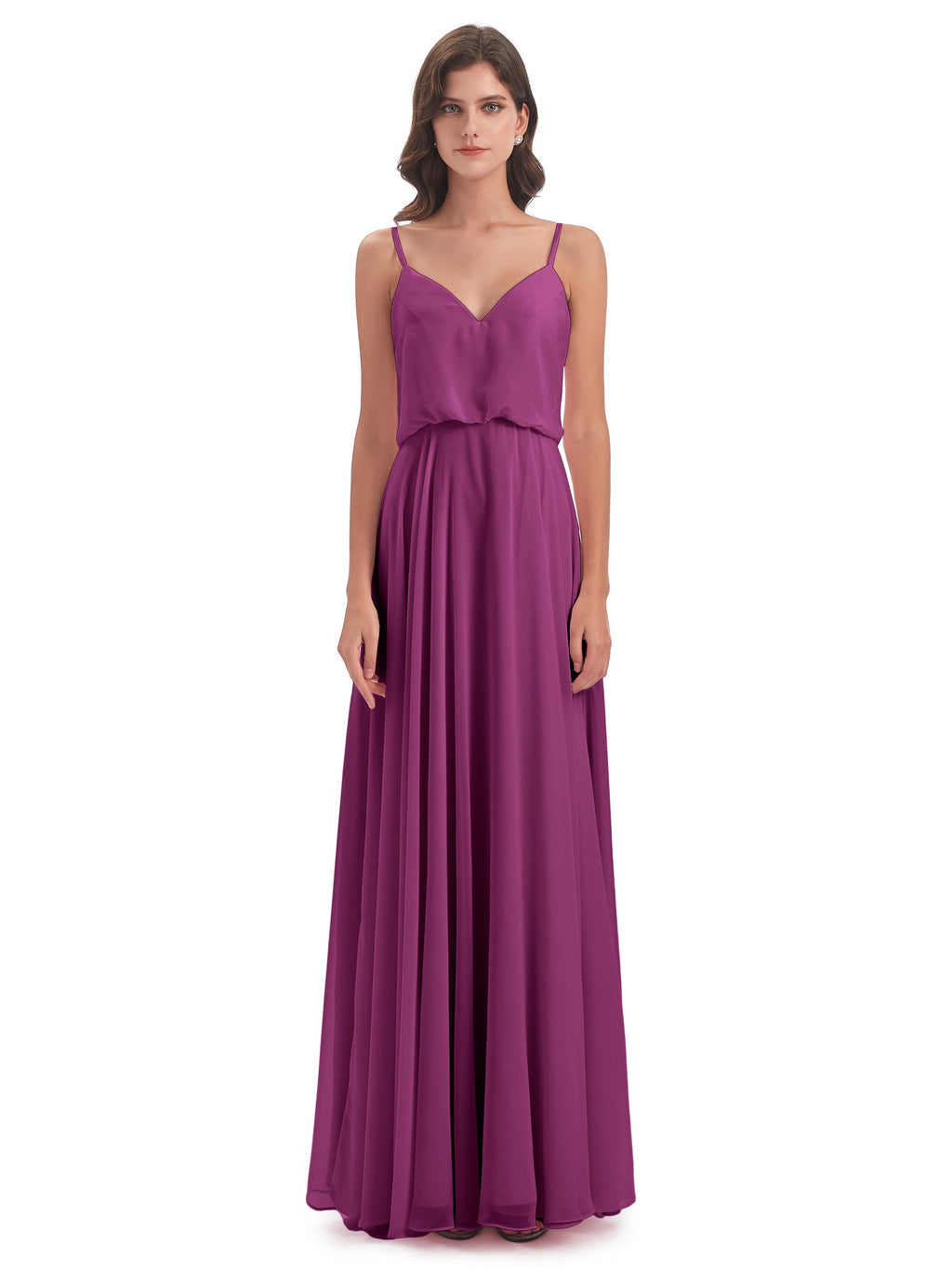 Leah Floor Length Spaghetti Straps Chiffon Bridesmaid Dresses