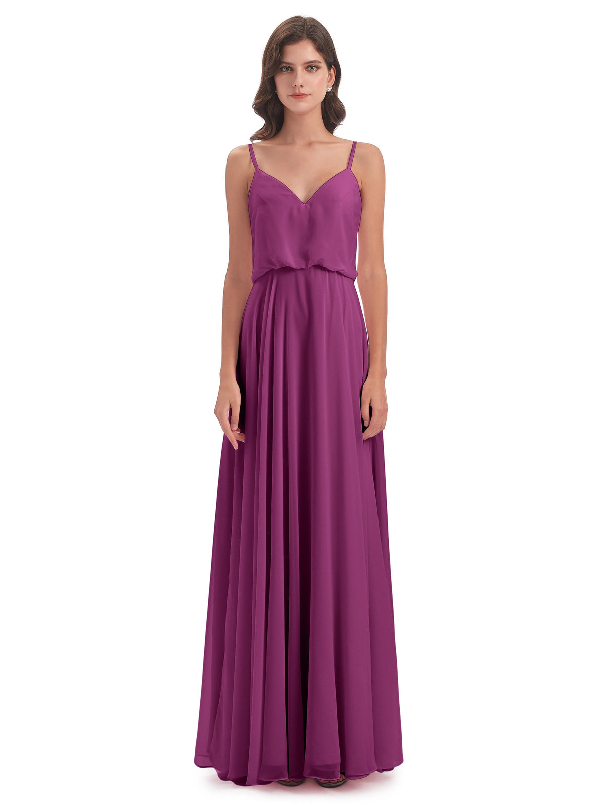 Leah Floor Length Spaghetti Straps Chiffon Bridesmaid Dresses