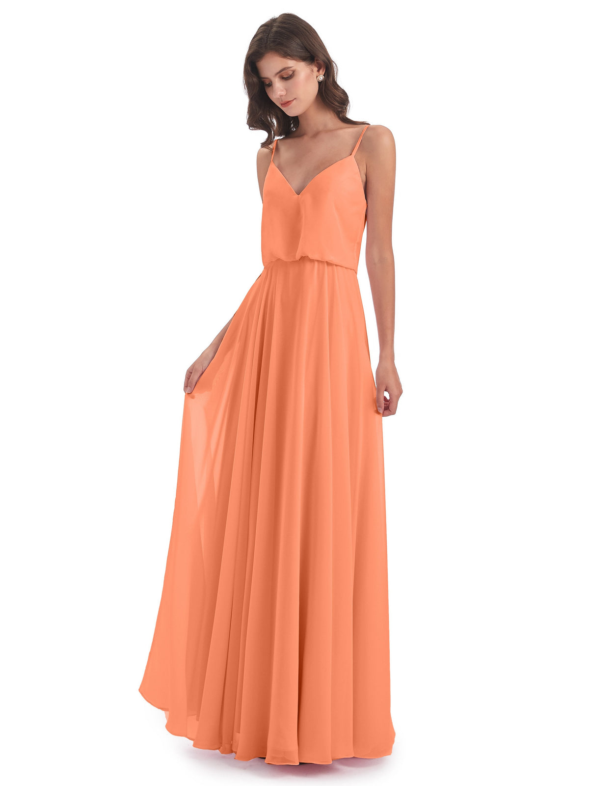 Leah Floor Length Spaghetti Straps Chiffon Bridesmaid Dresses