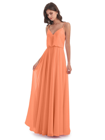 Leah Floor Length Spaghetti Straps Chiffon Bridesmaid Dresses