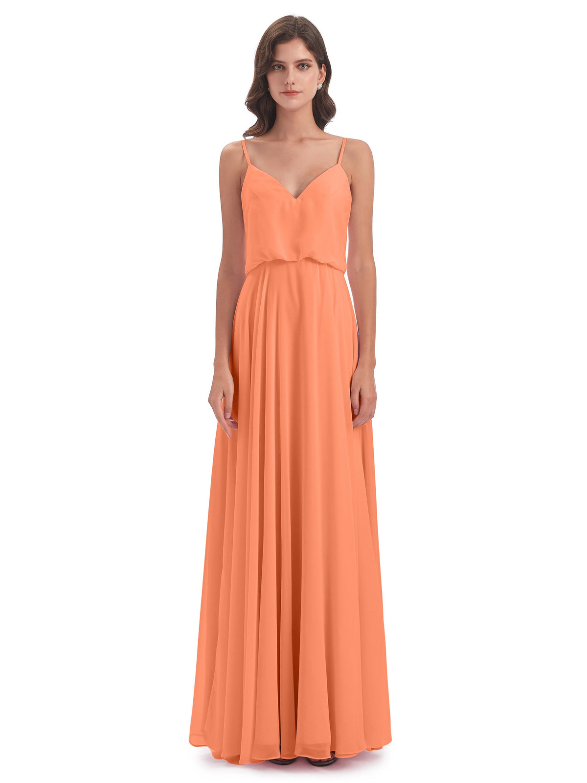 Leah Floor Length Spaghetti Straps Chiffon Bridesmaid Dresses