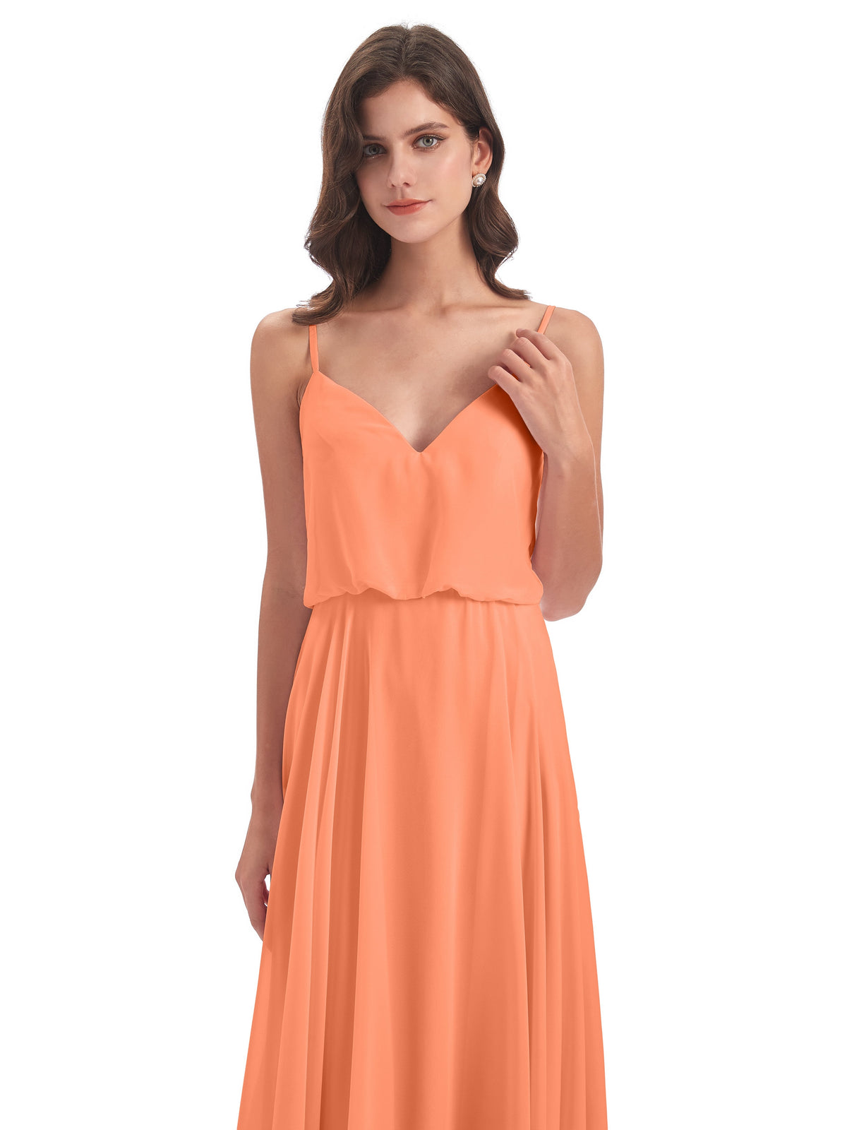 Leah Floor Length Spaghetti Straps Chiffon Bridesmaid Dresses
