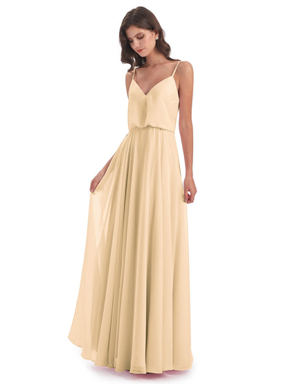 Leah Floor Length Spaghetti Straps Chiffon Bridesmaid Dresses