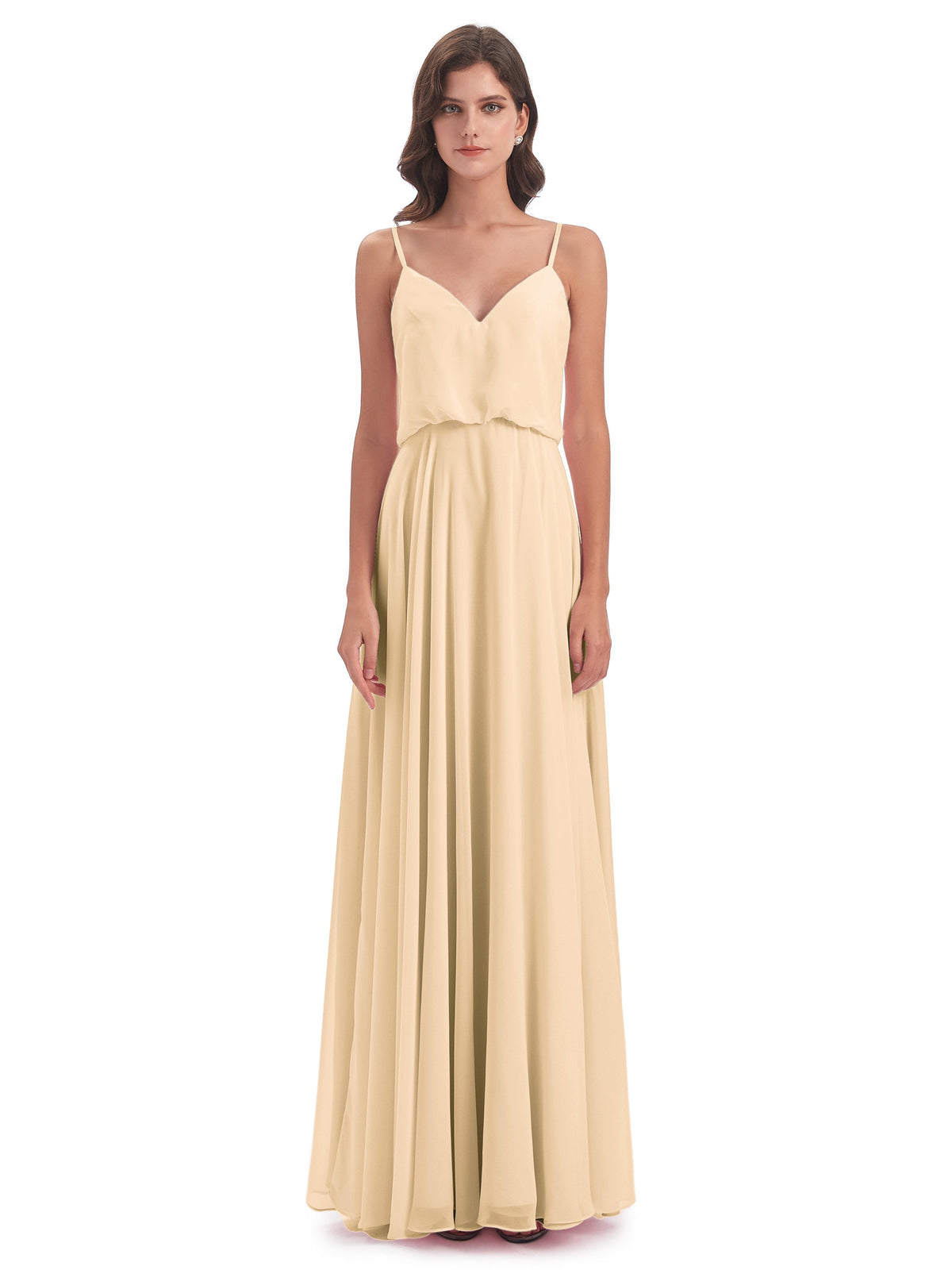 Leah Floor Length Spaghetti Straps Chiffon Bridesmaid Dresses
