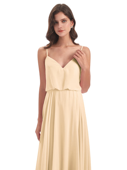 Leah Floor Length Spaghetti Straps Chiffon Bridesmaid Dresses
