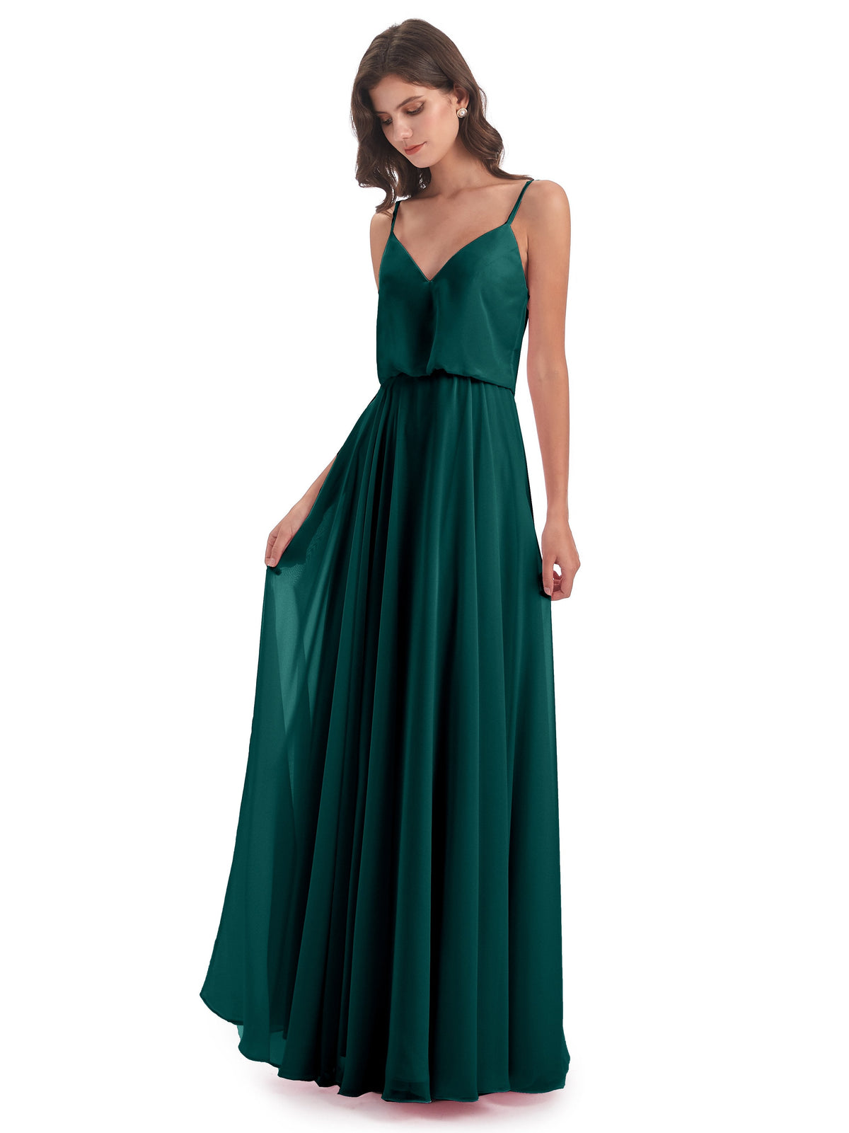 Leah Floor Length Spaghetti Straps Chiffon Bridesmaid Dresses