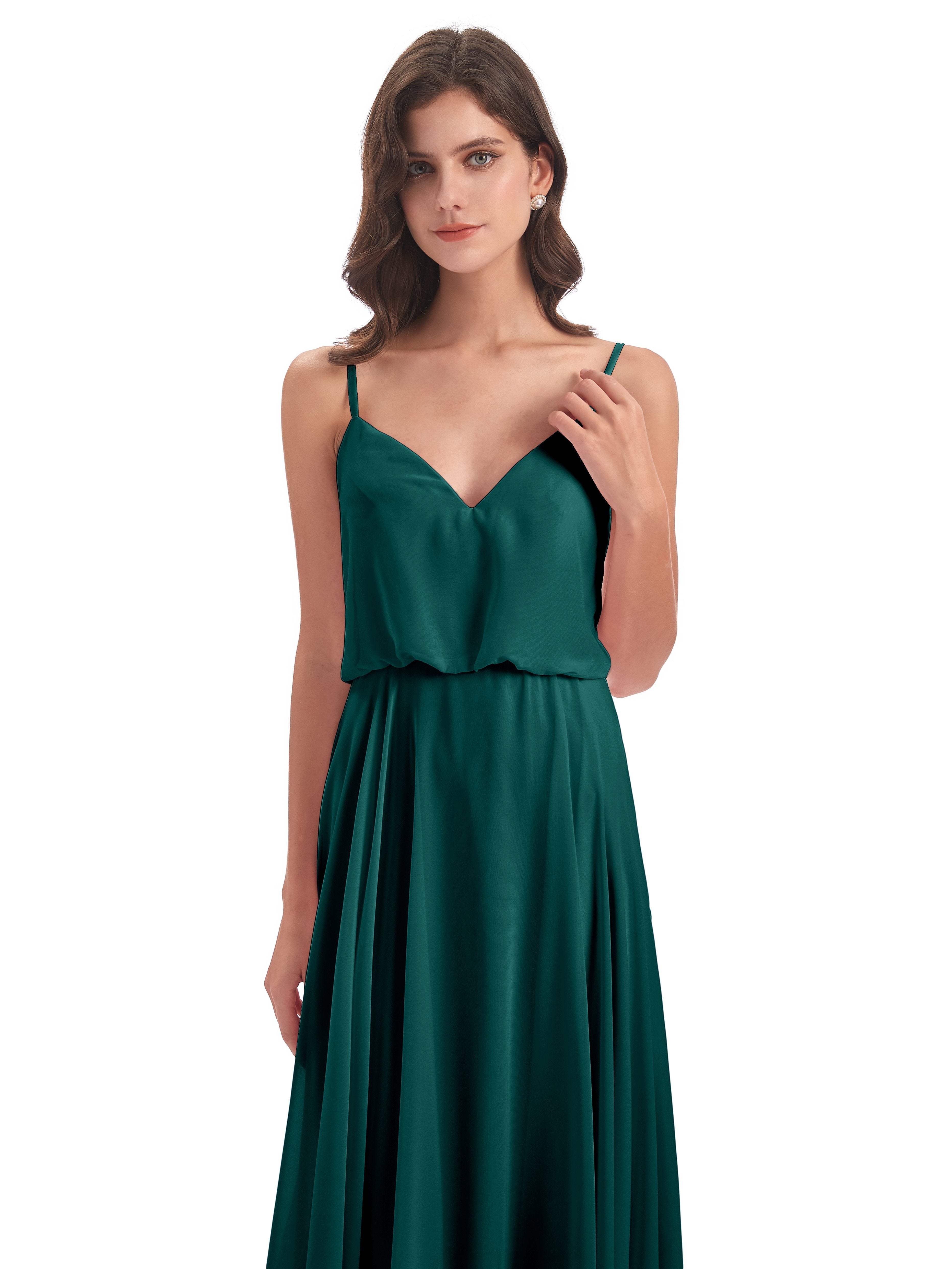 Leah Floor Length Spaghetti Straps Chiffon Bridesmaid Dresses