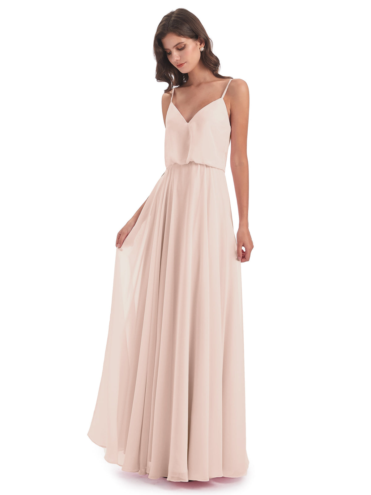 Leah Floor Length Spaghetti Straps Chiffon Bridesmaid Dresses