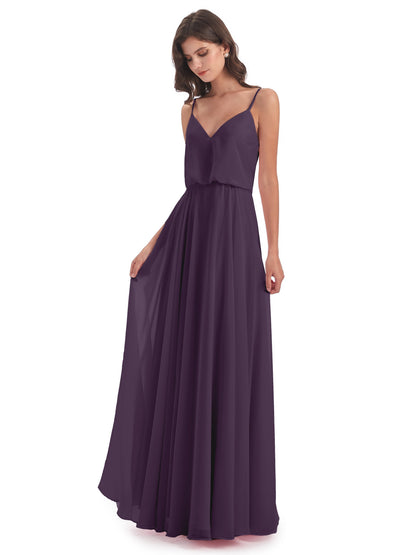 Leah Floor Length Spaghetti Straps Chiffon Bridesmaid Dresses