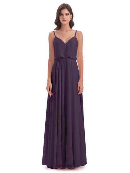 Leah Floor Length Spaghetti Straps Chiffon Bridesmaid Dresses