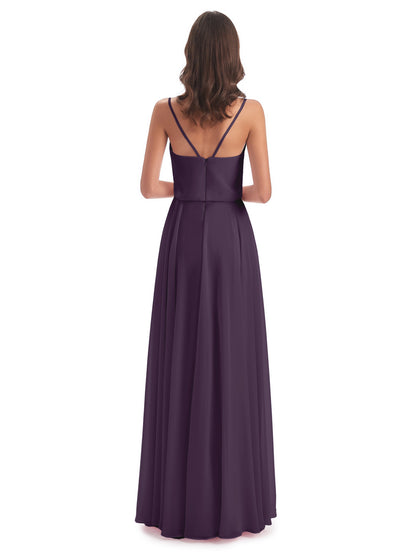 Leah Floor Length Spaghetti Straps Chiffon Bridesmaid Dresses