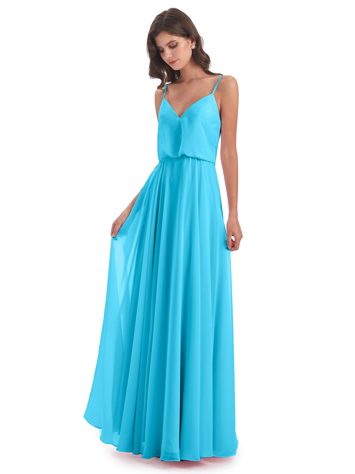 Leah Floor Length Spaghetti Straps Chiffon Bridesmaid Dresses