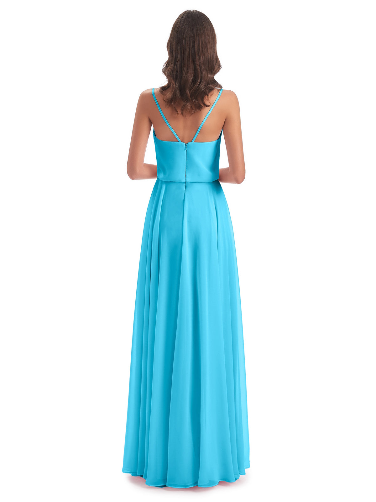 Leah Floor Length Spaghetti Straps Chiffon Bridesmaid Dresses