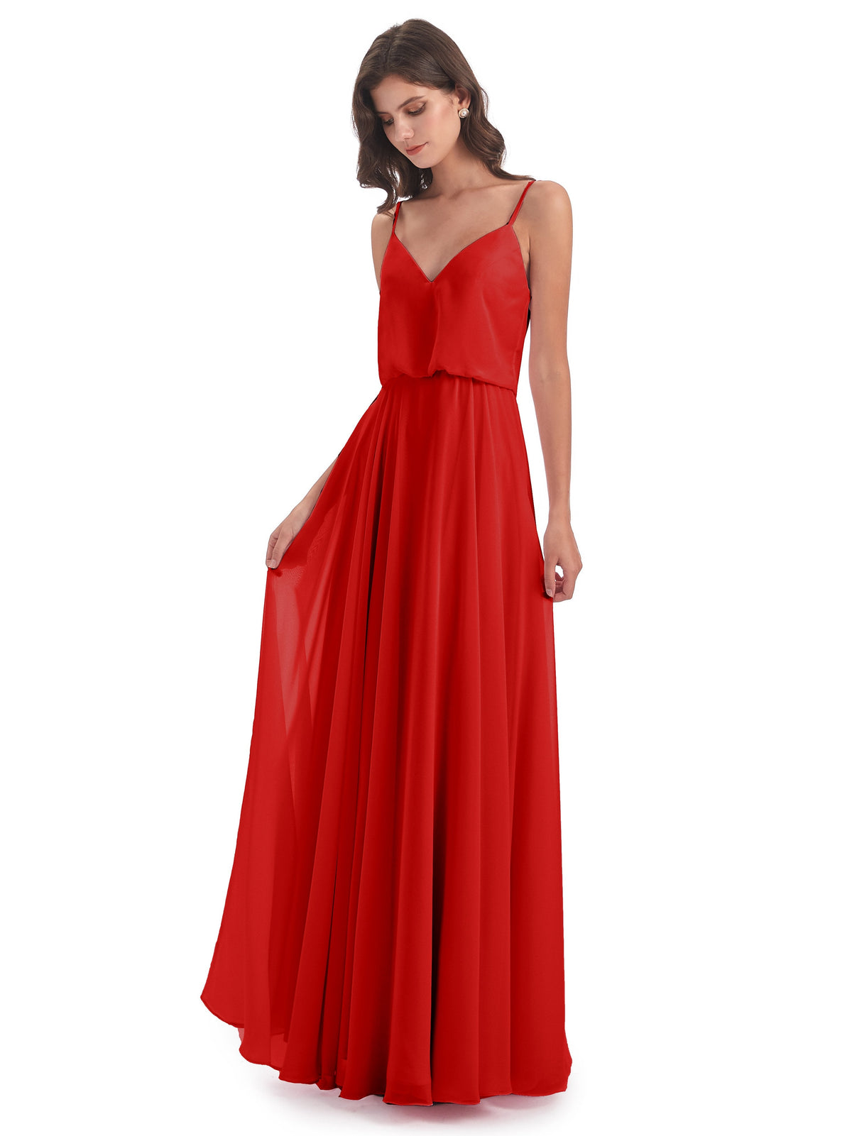 Leah Floor Length Spaghetti Straps Chiffon Bridesmaid Dresses
