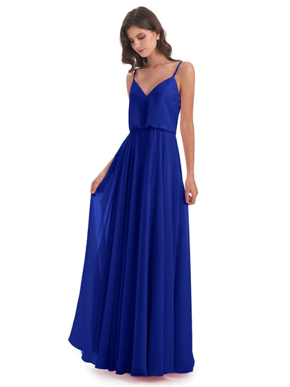 Leah Floor Length Spaghetti Straps Chiffon Bridesmaid Dresses