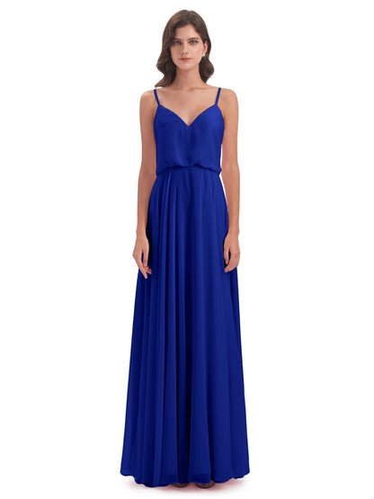 Leah Floor Length Spaghetti Straps Chiffon Bridesmaid Dresses